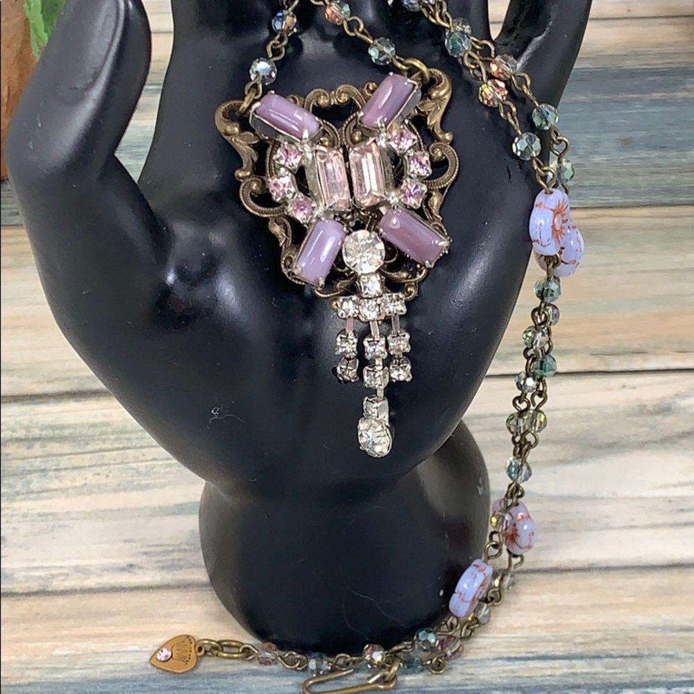 ✨Adorned Crown rhinestone purple crystal necklace